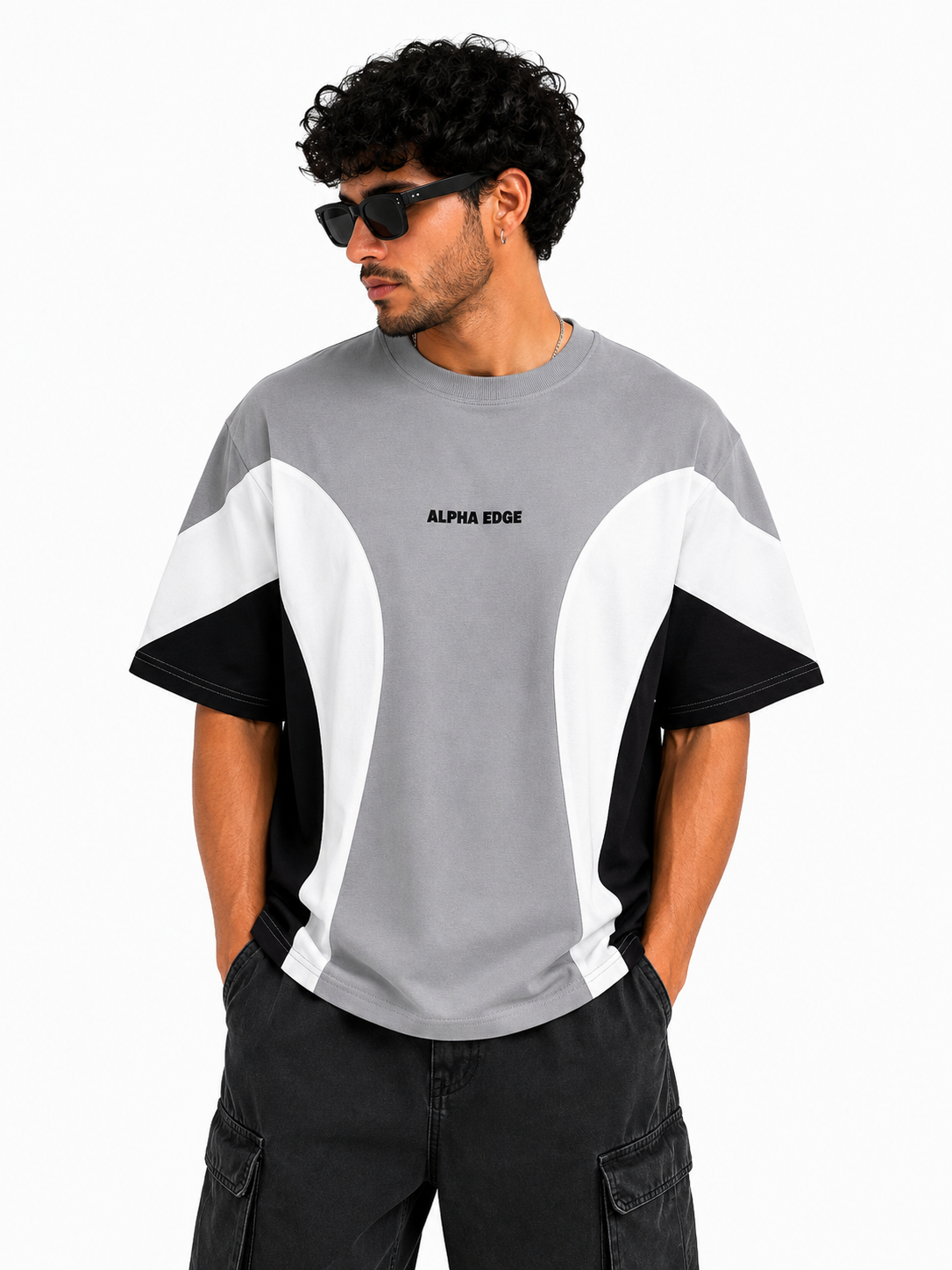 Alpha Edge Colorblock Boxy Fit T-Shirt – Forest Green