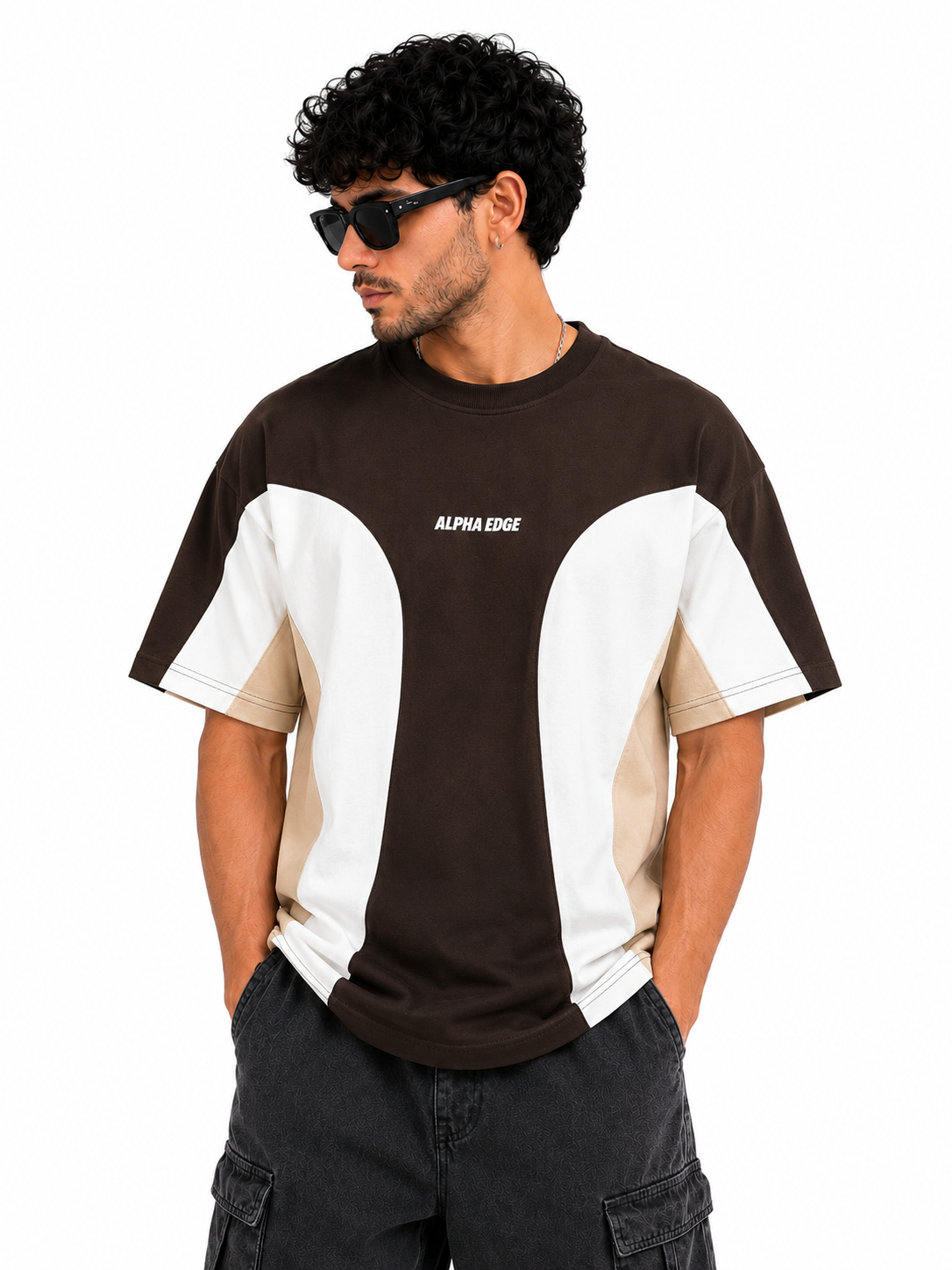 Alpha Edge Colorblock Boxy Fit T-Shirt – Forest Green