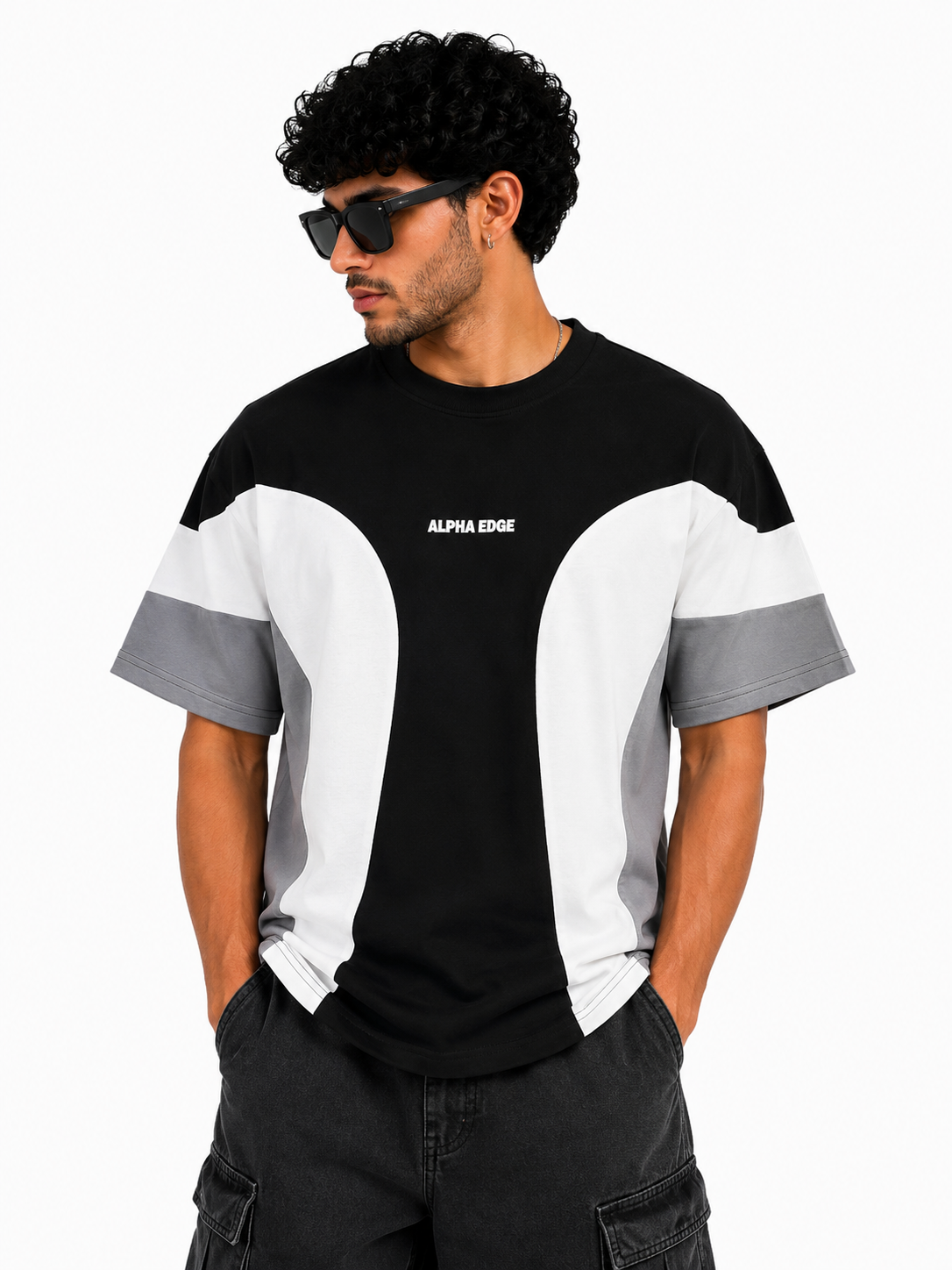 Alpha Edge Colorblock Boxy Fit T-Shirt – Forest Green